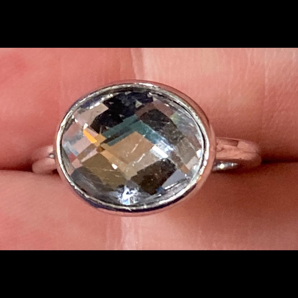 Juicy Couture Silver Tone Clear Stone Ring Sz 6